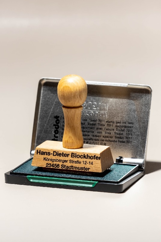 Holzstempel + 1 Stempelkissen | Stempel für das Handwerk & Gewerbe